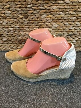 Kanna Two-Tone Tan Espadrille Wedge Sandals